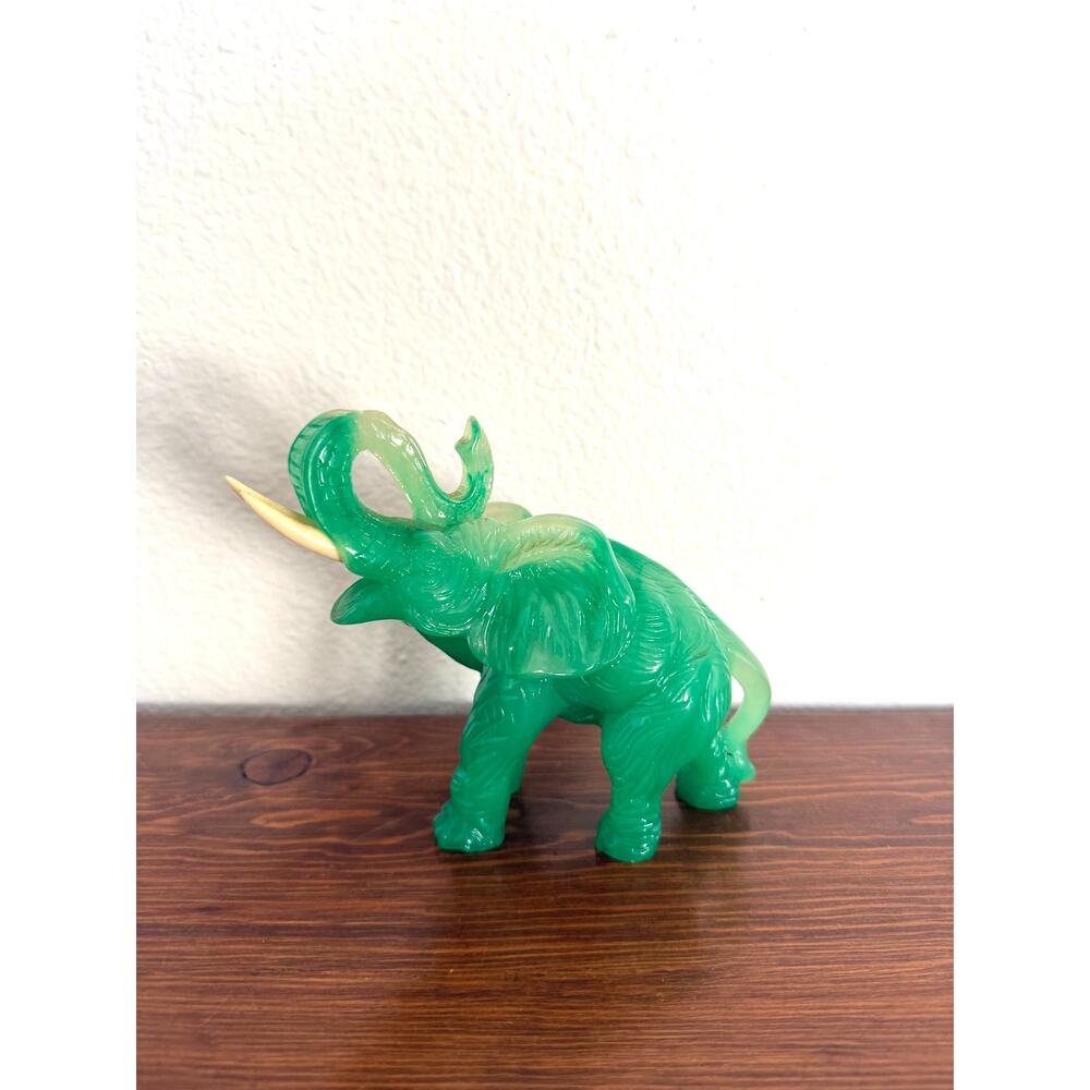 Vintage Acrylic Jade Elephant Statue Figurine SEE PHOTOS